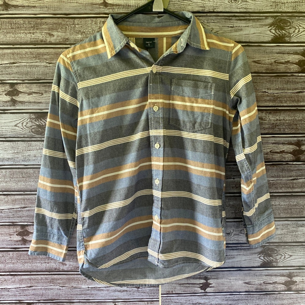 GapKids Boys Long-Sleeved Button-Down Shirt Size M (8) Blue Striped NWT